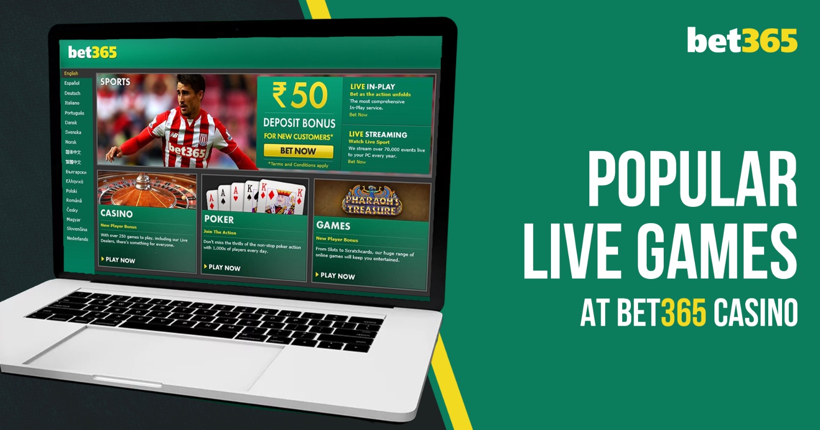 Popular Live Games at bet365 Casino